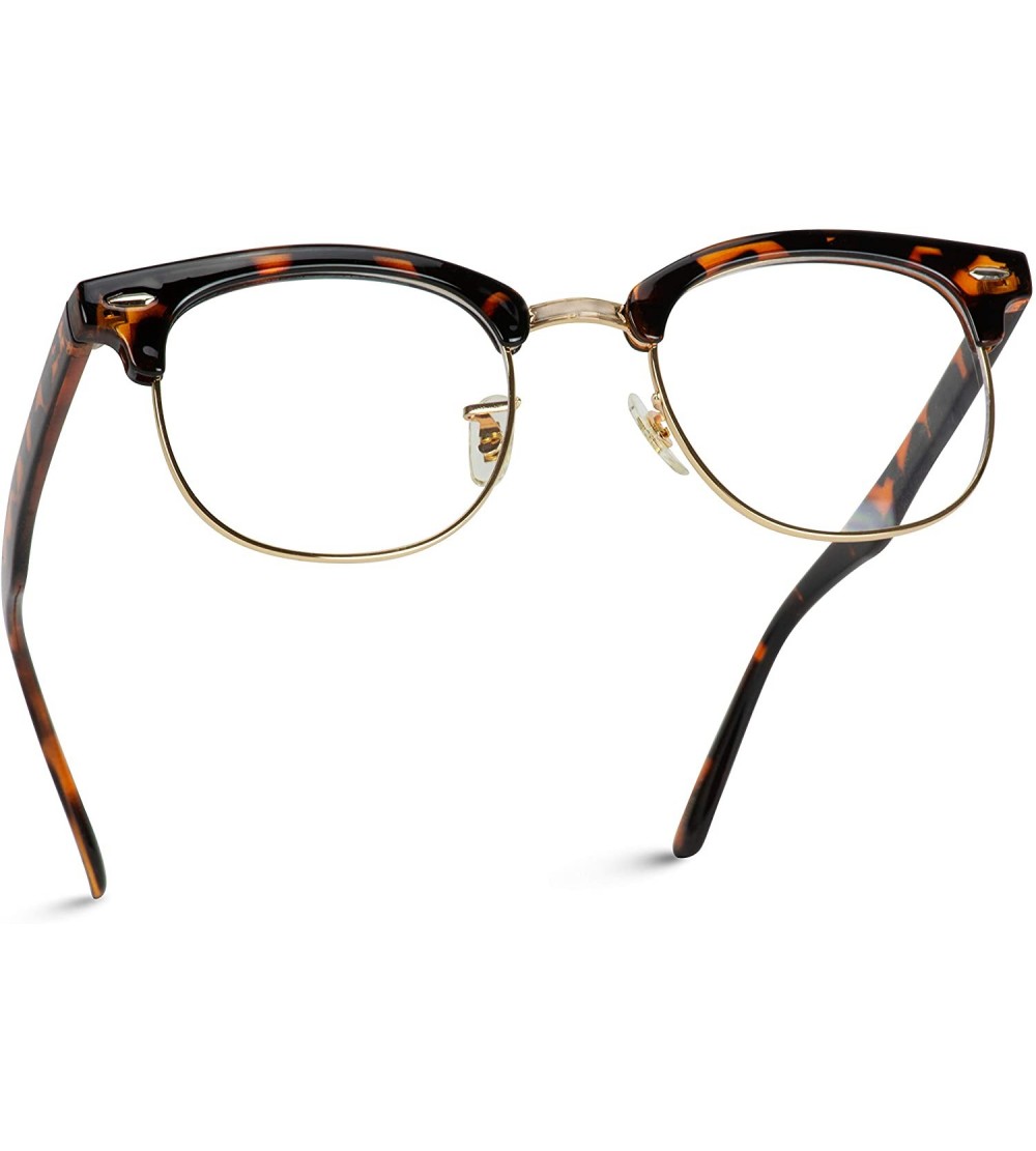 Semi-rimless Vintage Inspired Classic Half Frame Horn Rimmed Clear Lens Glasses - Tortoise Frame / Gold Rimmed - CI12FWSPRT5 ...
