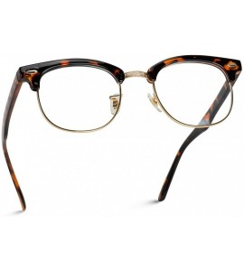 Semi-rimless Vintage Inspired Classic Half Frame Horn Rimmed Clear Lens Glasses - Tortoise Frame / Gold Rimmed - CI12FWSPRT5 ...