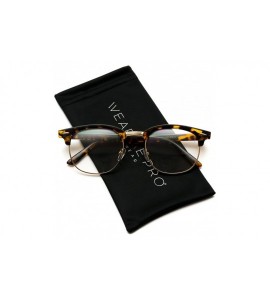 Semi-rimless Vintage Inspired Classic Half Frame Horn Rimmed Clear Lens Glasses - Tortoise Frame / Gold Rimmed - CI12FWSPRT5 ...