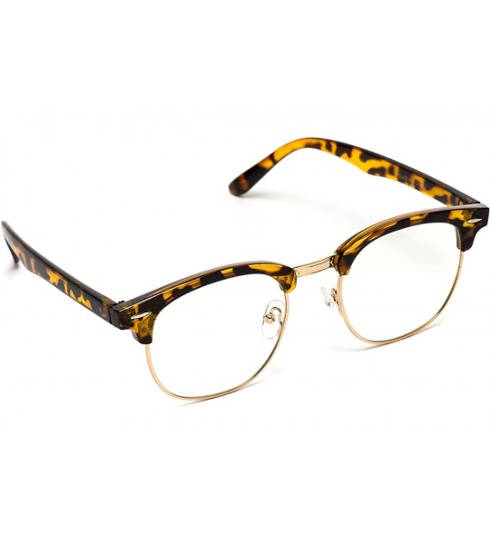 Semi-rimless Vintage Inspired Classic Half Frame Horn Rimmed Clear Lens Glasses - Tortoise Frame / Gold Rimmed - CI12FWSPRT5 ...