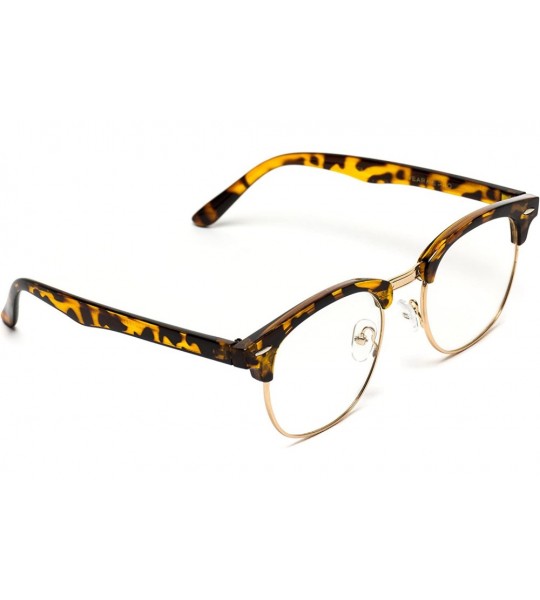 Semi-rimless Vintage Inspired Classic Half Frame Horn Rimmed Clear Lens Glasses - Tortoise Frame / Gold Rimmed - CI12FWSPRT5 ...