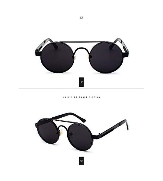 Round Unisex Fashion Sunglasses for Driving-Travel Outdoor Activites UV400 Eyewear - C4-black Frame Black Grey Lens - CA18X55...