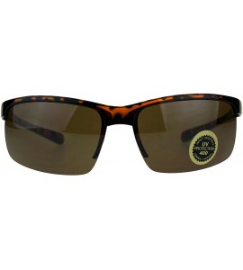 Rectangular Mens Plastic Baseball Half Rim Elegant Sport Sunglasses - Tortoise Brown - CC18C7I8A70 $18.35