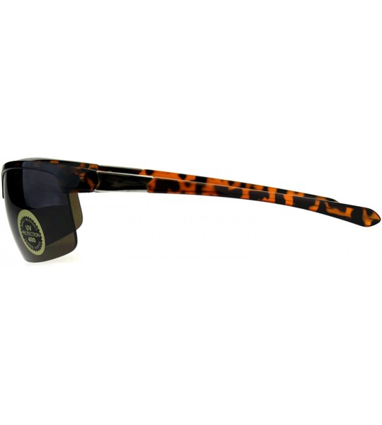 Rectangular Mens Plastic Baseball Half Rim Elegant Sport Sunglasses - Tortoise Brown - CC18C7I8A70 $18.35