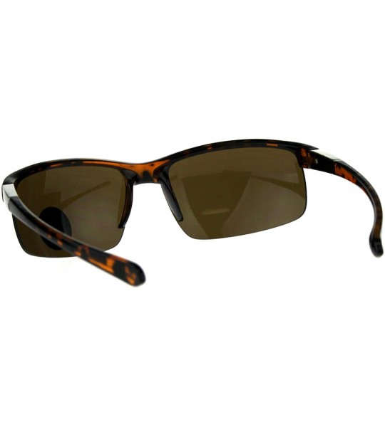 Rectangular Mens Plastic Baseball Half Rim Elegant Sport Sunglasses - Tortoise Brown - CC18C7I8A70 $18.35