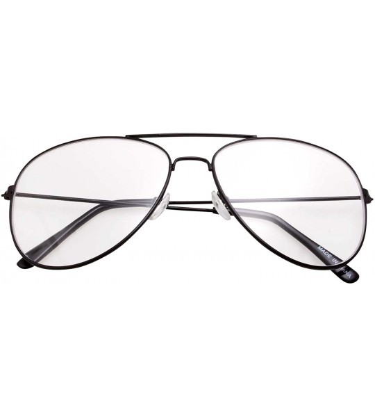 Aviator Aviator Clear Lens Glasses Fashion Eyewear Non-Prescription UV400 - Black - CP120ZTG8OJ $19.00