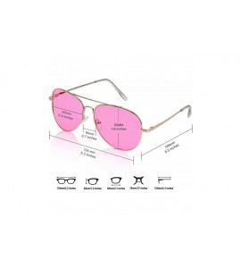 Round Classic Aviator Sunglasses Metal Frame Colored Lens Glasses UV400 Protection - 2 Pack Blue/Pink - CF18EWXAE77 $32.51