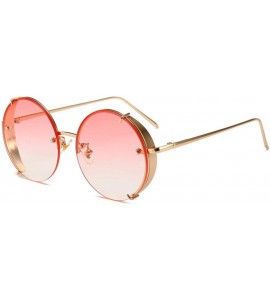 Round Steampunk Sunglasses Vintage Round Glasses Punk Gradient Goggle Shades Men UV400 - Pink Gradient - CY18WS9ARZZ $50.41