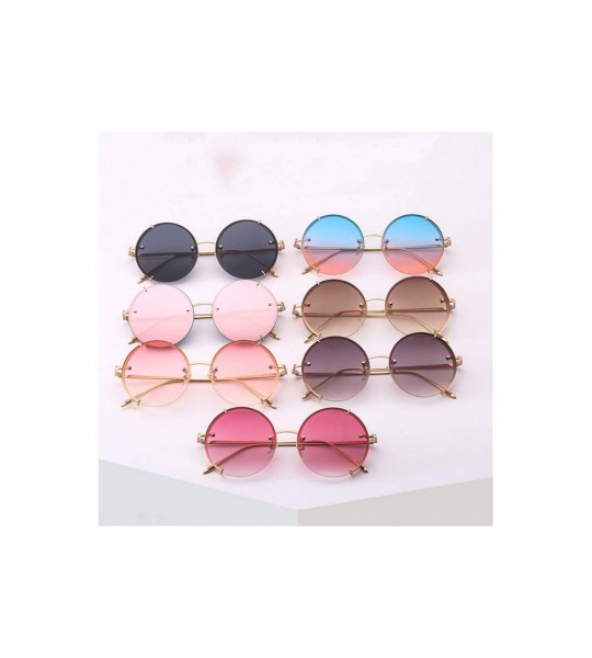 Round Steampunk Sunglasses Vintage Round Glasses Punk Gradient Goggle Shades Men UV400 - Pink Gradient - CY18WS9ARZZ $50.41