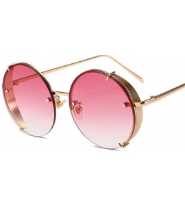 Round Steampunk Sunglasses Vintage Round Glasses Punk Gradient Goggle Shades Men UV400 - Pink Gradient - CY18WS9ARZZ $50.41