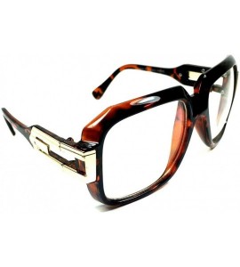 Oversized Gazelle Cosa Nostra Sunglasses w/Clear Lenses - Tortoise Brown & Gold Frame - C617YC2GG4S $20.73