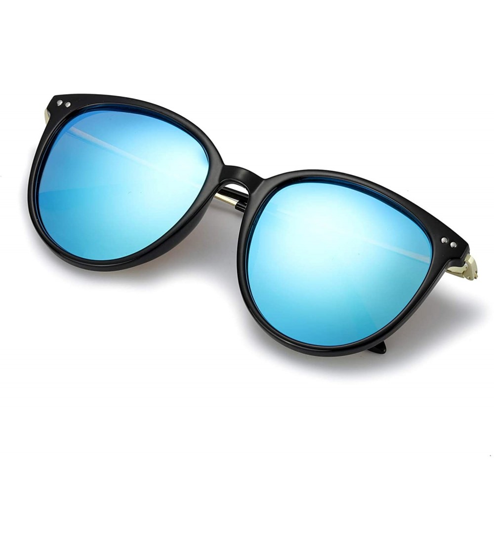 Oversized Oversized Mirrored Sunglasses for Women/Men- Polarized Sun Glasses with 100% UV400 Protection - Blue - CY19DUYZIYQ ...