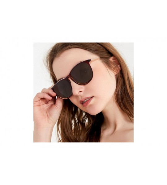 Oval Vintage Retro Round Polarized Sunglasses for Women Men - Brown Frame Tea Polarized Lens - CC18DOY0292 $19.24