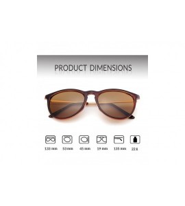 Oval Vintage Retro Round Polarized Sunglasses for Women Men - Brown Frame Tea Polarized Lens - CC18DOY0292 $19.24