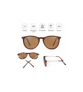 Oval Vintage Retro Round Polarized Sunglasses for Women Men - Brown Frame Tea Polarized Lens - CC18DOY0292 $19.24