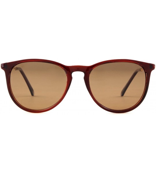 Oval Vintage Retro Round Polarized Sunglasses for Women Men - Brown Frame Tea Polarized Lens - CC18DOY0292 $19.24