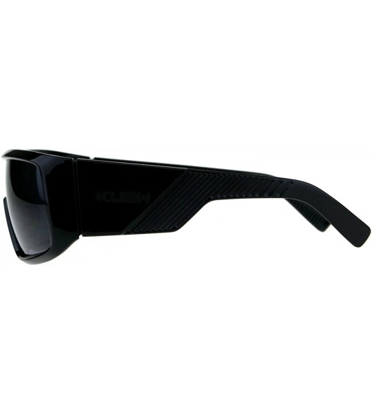 Shield KUSH Sunglasses Mens Fashion Shield Rectangular Frame UV 400 - Shiny Black - CC18DH2UYXN $19.84