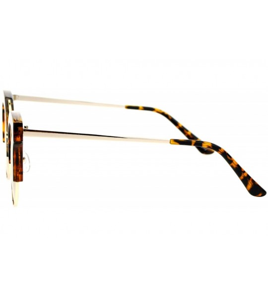 Cat Eye Mirrored Lens Womens Hipster Half Rim Cat Eye Sunglasses - Tortoise Yellow - C712EC4ZME5 $19.59