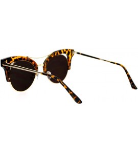 Cat Eye Mirrored Lens Womens Hipster Half Rim Cat Eye Sunglasses - Tortoise Yellow - C712EC4ZME5 $19.59