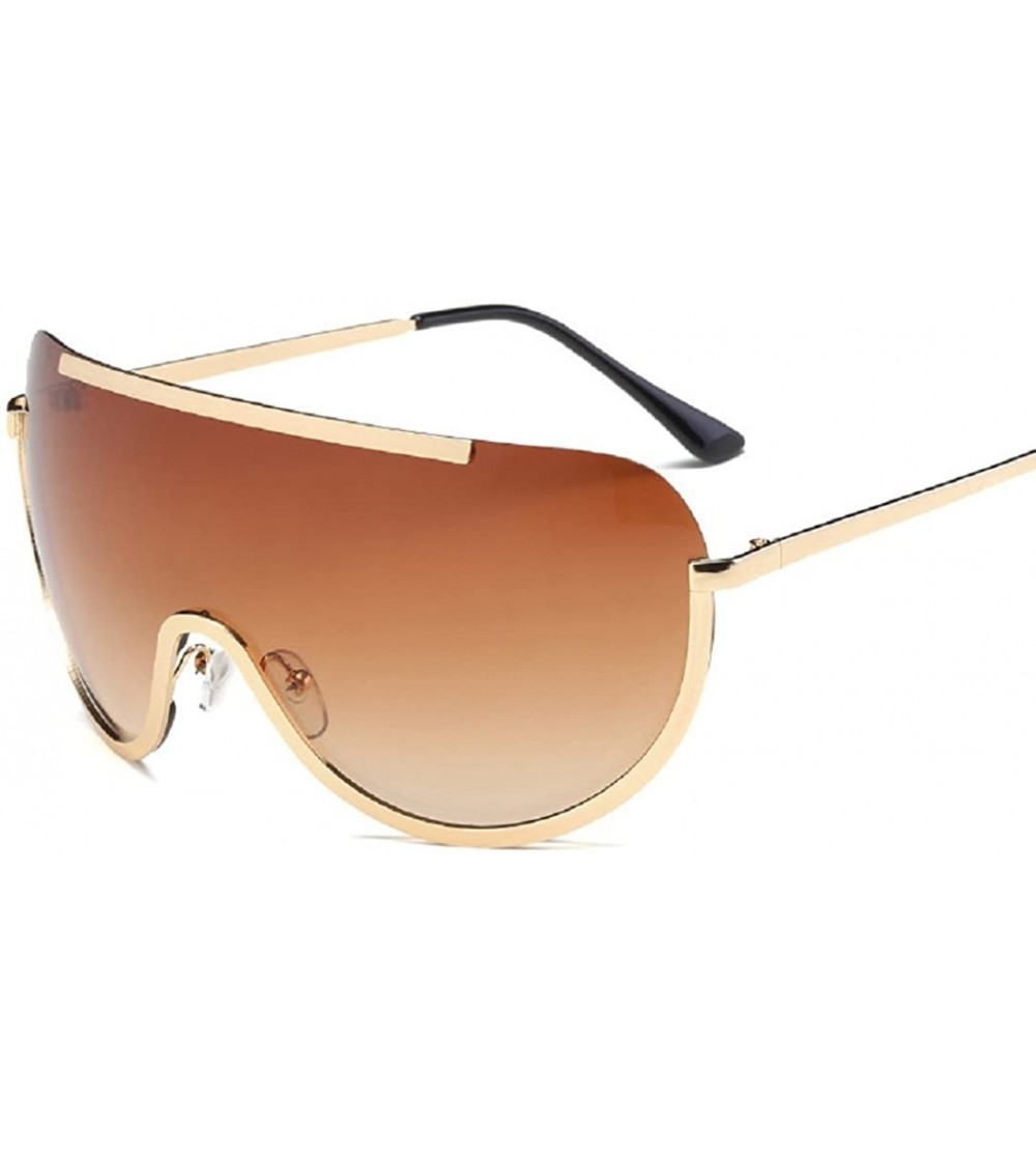 Oval Oversized Sunglasses Unisex Flat Top Square Frame Fashion Wear - B - CN18CSHCTIL $17.13