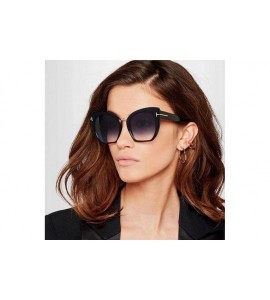 Oversized Lady Oversized Sunglasses For Women Cat Eye Brand Designer C1 Leopard Gray - C5 Black Leopard - CS18YZWH5ES $20.81