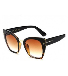 Oversized Lady Oversized Sunglasses For Women Cat Eye Brand Designer C1 Leopard Gray - C5 Black Leopard - CS18YZWH5ES $20.81