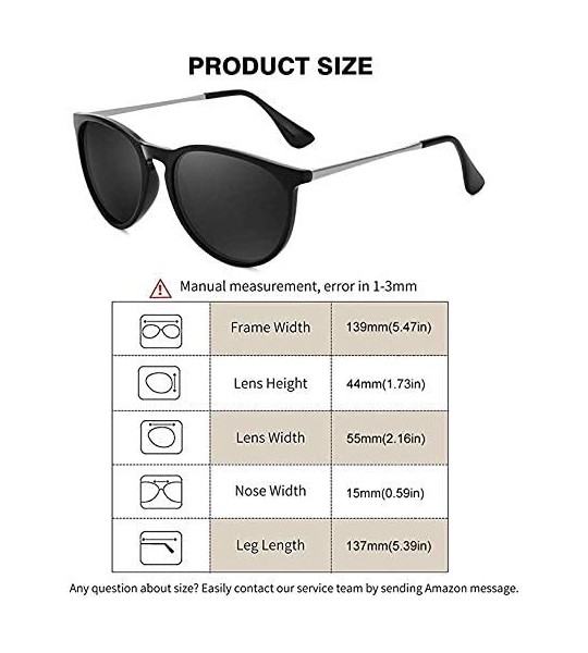 Round Women's Polarized Sunglasses Cat Eye Sunglasses Aviator Wayfarer Sunglasses Case - Black - CP180A2M56M $18.92