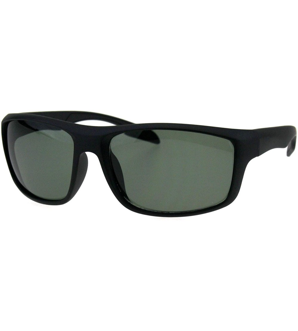 Rectangular Tempered Glass Lens Mens Sporty Plastic Motorcycle Biker Rectangle Sunglasses - Matte Black Green - CA18H4NX54I $...