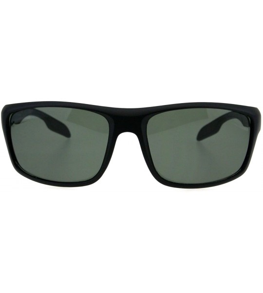 Rectangular Tempered Glass Lens Mens Sporty Plastic Motorcycle Biker Rectangle Sunglasses - Matte Black Green - CA18H4NX54I $...