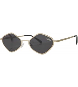 Oval Retro Hippie Diamond Shape Fashion Trending Metal Frame Tinted Flat Lens Sunglasses - Black - CY18ILZ5ER3 $24.90