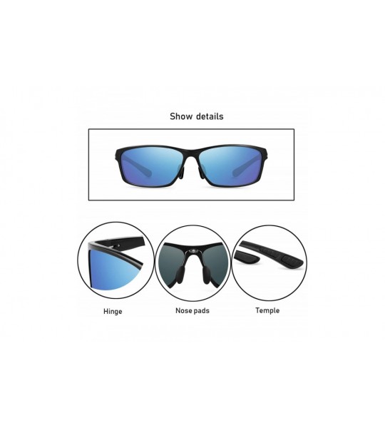 Sport Polarized Sunglasses for Men and Women- Al-Mg Metal Frame Ultra Light 100% UV Blocking Sports Sun glasses - Blue - CC19...