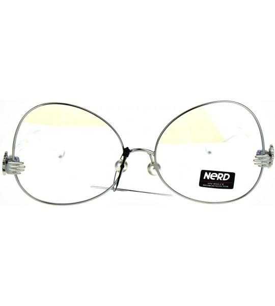 Butterfly Nerd Clear Lens Metal Rim Butterfly Swan Drop Temple Eye Glasses - Silver - CN186UT8G54 $23.36