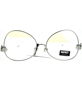 Butterfly Nerd Clear Lens Metal Rim Butterfly Swan Drop Temple Eye Glasses - Silver - CN186UT8G54 $23.36