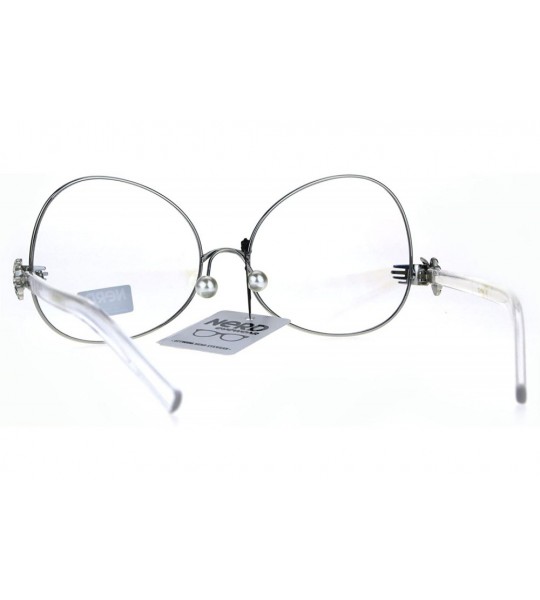 Butterfly Nerd Clear Lens Metal Rim Butterfly Swan Drop Temple Eye Glasses - Silver - CN186UT8G54 $23.36