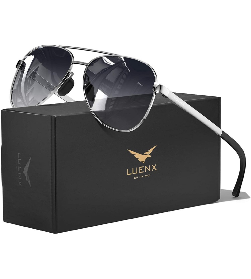 Square Aviator Sunglasses for Men Women-Polarized Driving UV 400 Protection with Case - A16-gradient Black - CU1979MIRQL $32.93