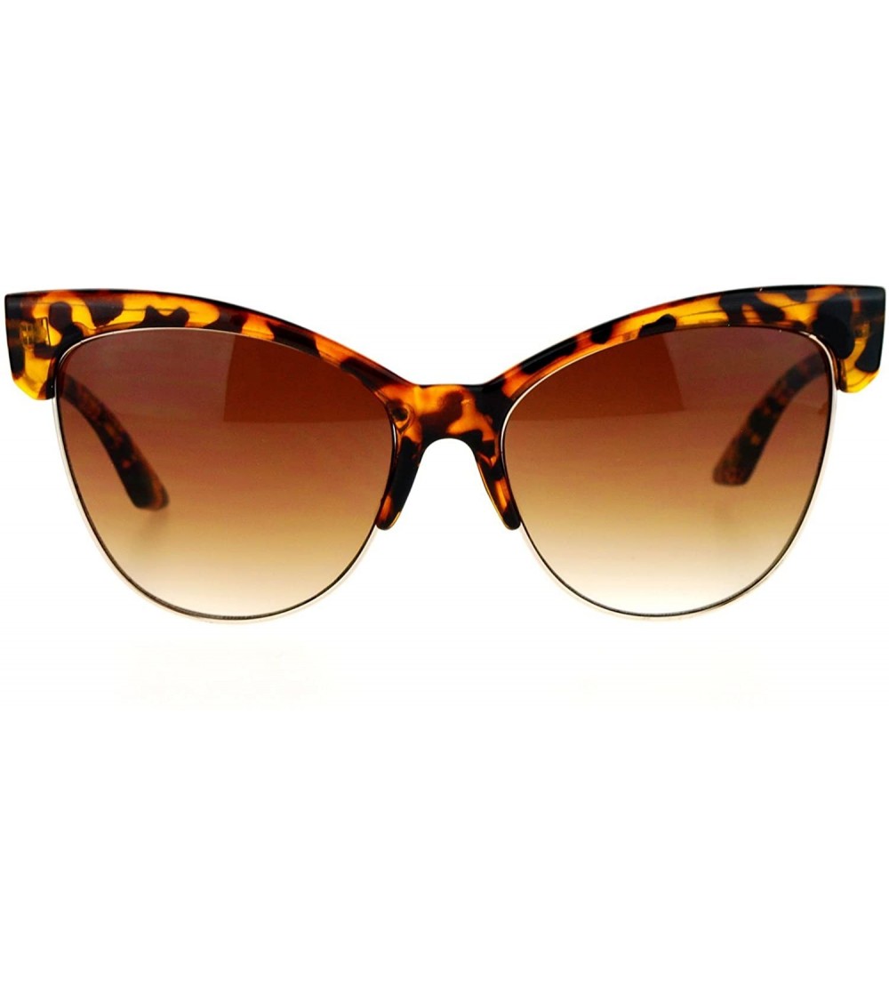 Cat Eye Half Horn Rim Cat Eye Womens Retro Sunglasses - Tortoise Brown - CN12H5HA7JP $18.06