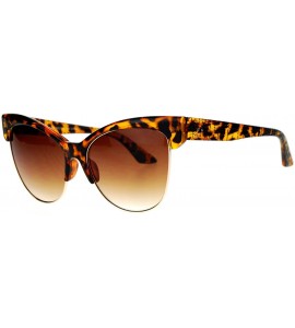 Cat Eye Half Horn Rim Cat Eye Womens Retro Sunglasses - Tortoise Brown - CN12H5HA7JP $18.06