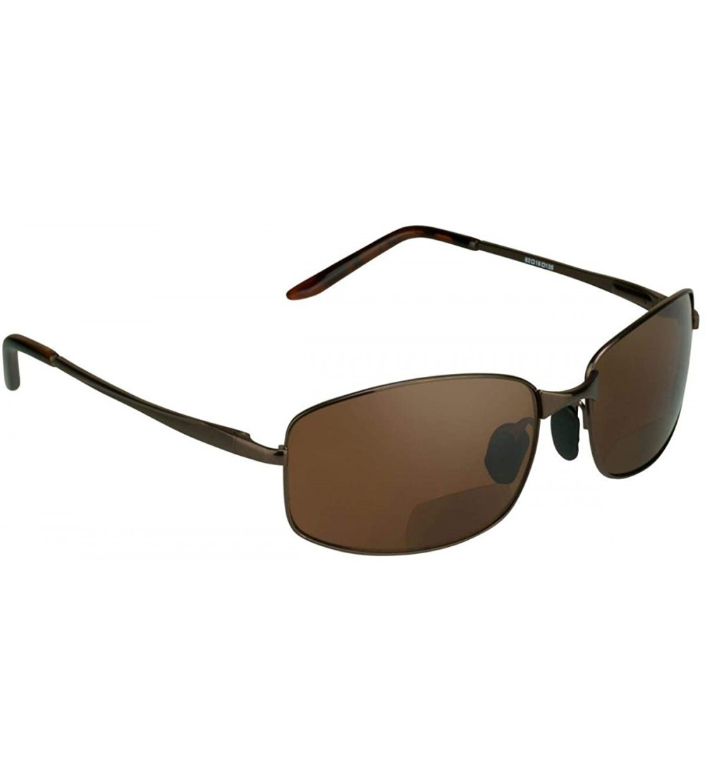 Oval Bifocal Sunglasses Readers Mens Rectangle Square Nickel Metal Large Fit - Brown Lens - CZ11VC47B4N $23.55