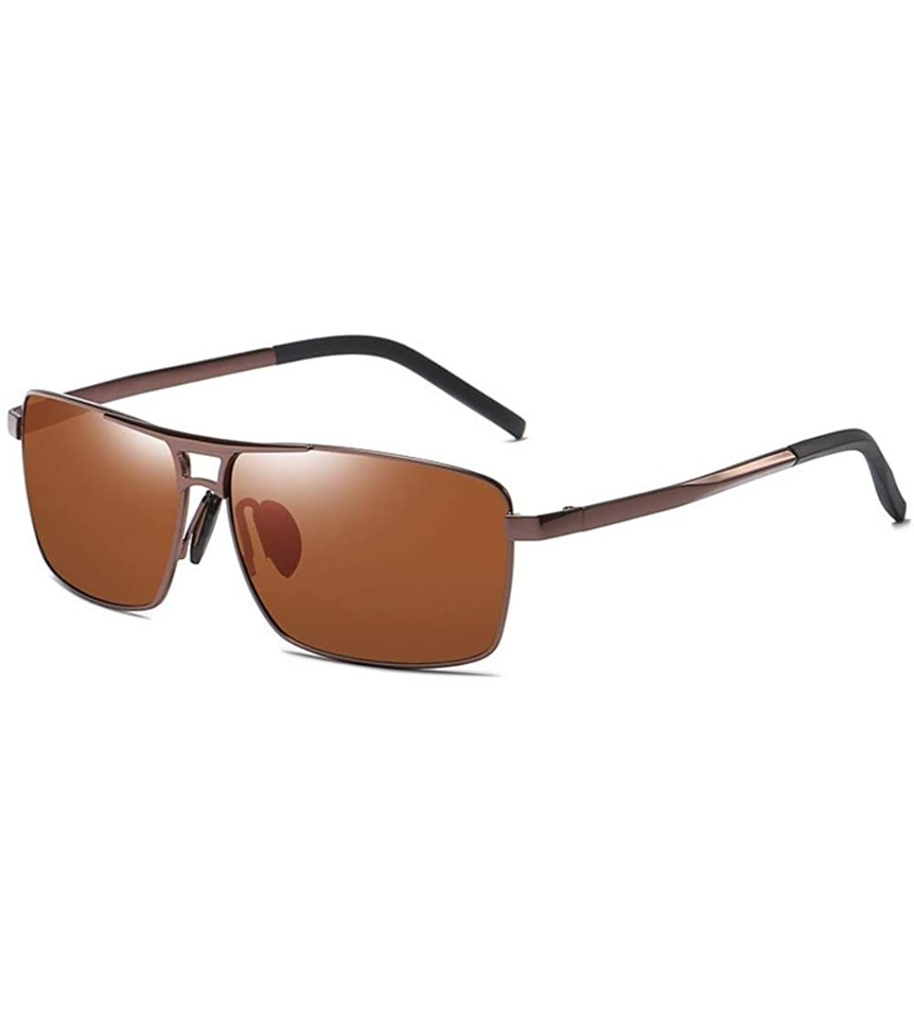 Aviator Men's Metal Polarizing Sunglasses European and American Square Driving Sunglasses Polarizing Glasses - B - CF18Q7C8WI...