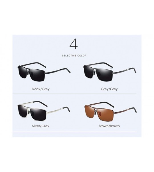 Aviator Men's Metal Polarizing Sunglasses European and American Square Driving Sunglasses Polarizing Glasses - B - CF18Q7C8WI...