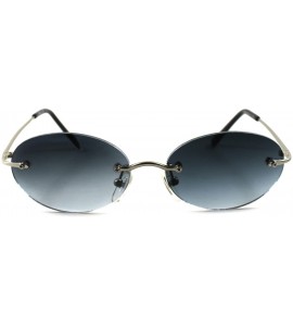 Round Rimless Old Fashioned True Vintage 80s Mens Womens Round Oval Sunglasses - Smoke - CA18X606W4T $18.13