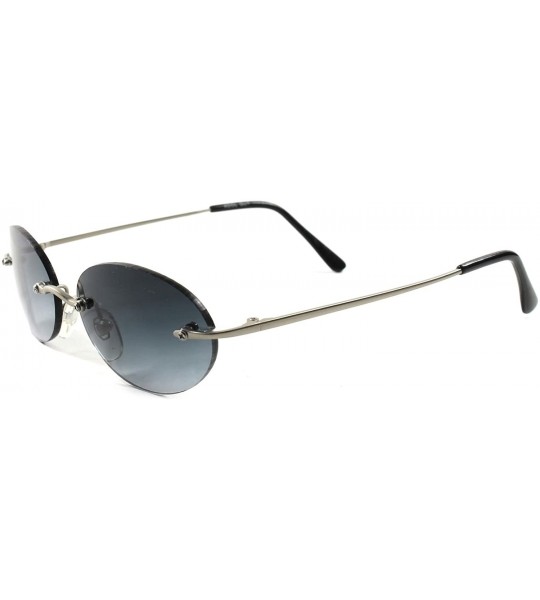 Round Rimless Old Fashioned True Vintage 80s Mens Womens Round Oval Sunglasses - Smoke - CA18X606W4T $18.13