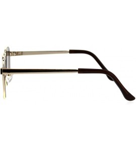 Rectangular Mens Rigid Squared Rectangular Minimal Metal Fashion Sunglasses - Gold Brown - C518G60W0U5 $23.33