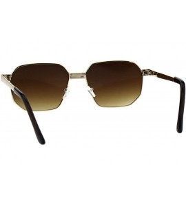 Rectangular Mens Rigid Squared Rectangular Minimal Metal Fashion Sunglasses - Gold Brown - C518G60W0U5 $23.33