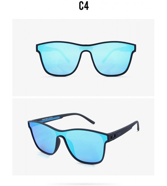 Square One Piece Lens Sunglasses Men's Fashion Polarizer Cycling Driving Sunglasses - Blue C4 - CW1904WSRKY $32.63