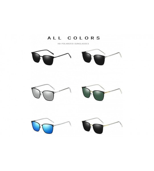 Square UV Protection Polarized Sunglasses Fashion Metal Square Sun Glasses for Man - Gold Black - CI18XTA3EH6 $26.92