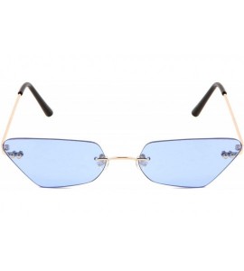 Cat Eye Color Lens Rimless Rounded Rectangular Cat Eye Sunglasses - Blue - C01900QDYR2 $26.47