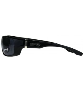 Rectangular Mens Classic Biker Sport Warp Rectangular Sunglasses - Black - CS188I0SW6H $18.62