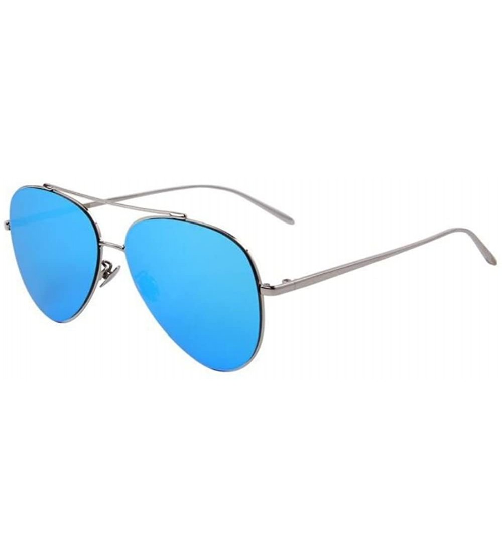 Semi-rimless Women UV400 Sunglass Men Ultralight Flat Coating Mirror Lens Sunglasses - Blue - CR17YZMTOSA $22.17