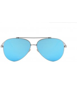 Semi-rimless Women UV400 Sunglass Men Ultralight Flat Coating Mirror Lens Sunglasses - Blue - CR17YZMTOSA $22.17